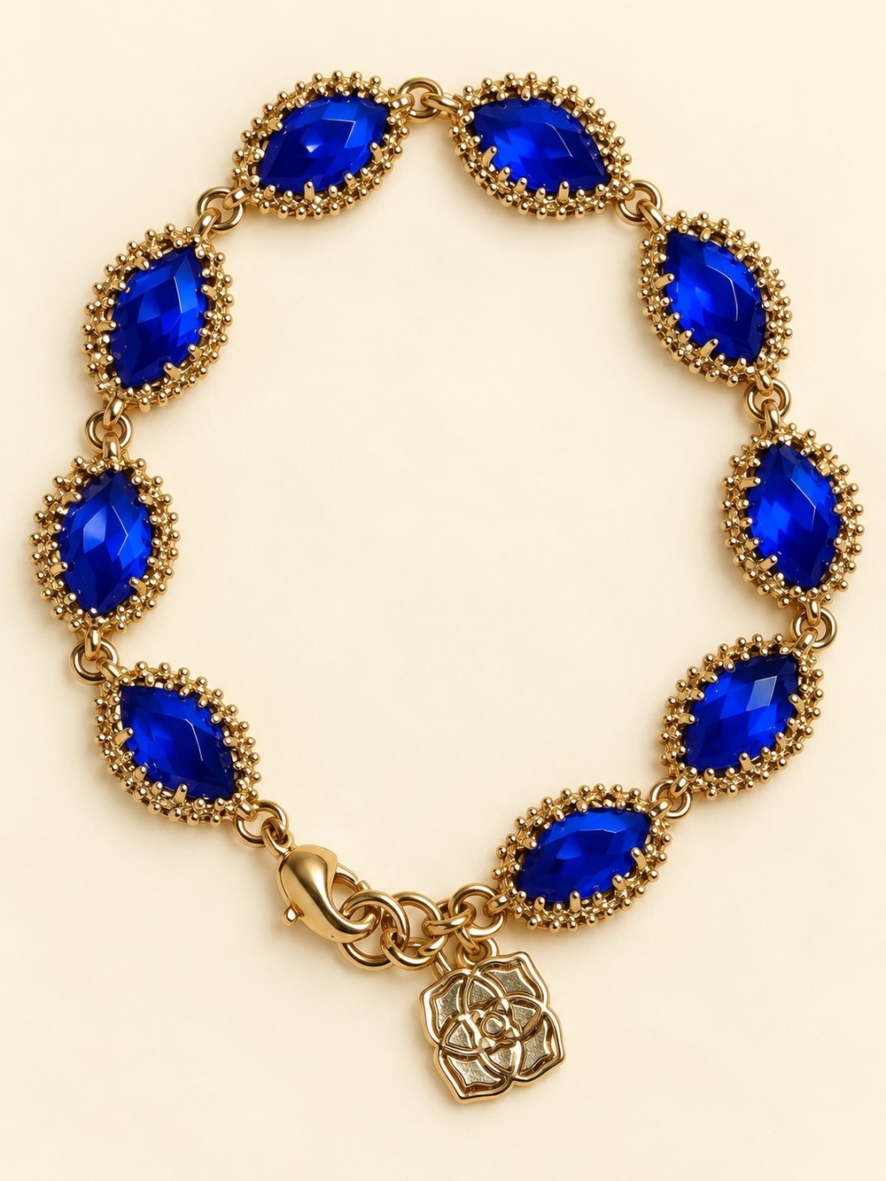 Kendra Scott Sapphire Blue Marquise Crystal Gold Bracelet